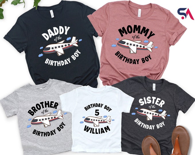 Custom Airplane Family Birthday Shirt, Family Birthday Flight Crew Shirt, Airplane Theme Shirt, Personalized Plane Birthday Outfit