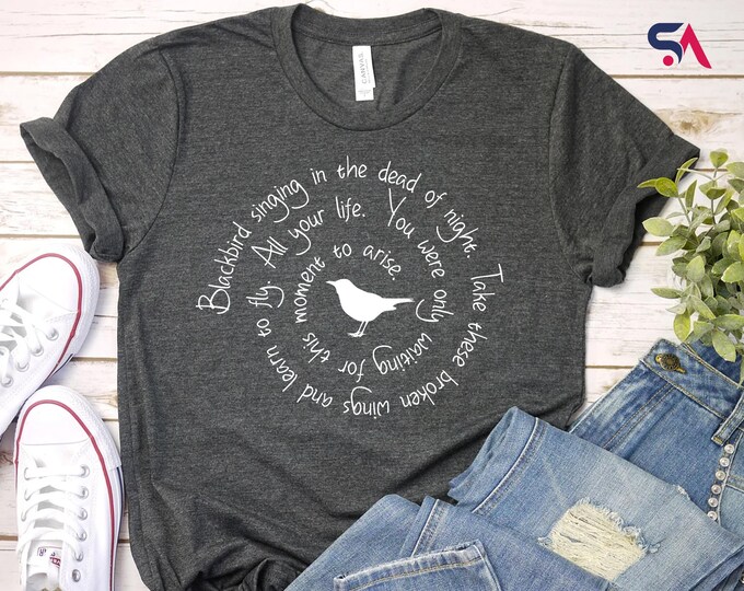 Blackbird Singing In The Dead Of Night Shirt, Music Shirts For Women, Blackbird Beatles Shirt, Music Lovers Gift, Blackbird, Beatles Lyrics