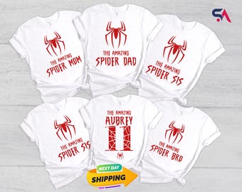 Custom Spider Family Birthday T-Shirt, The Amazing Spider Family T-Shirt, Toddler Birthday Shirt, Spider Dad Tee, Superhero T-Shirt