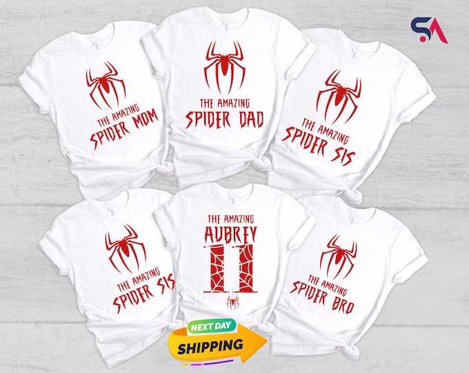 Custom Spider Hero Birthday T-Shirt, Spider Mom T-Shirt, Super Mom Family shirt, Toddler Birthday Shirt, Spider Dad Tee, Superhero T-Shirt