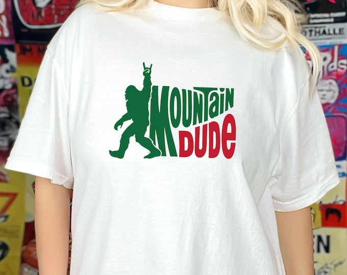 Comfort Colors© Mountain Dude Bigfoot Shirt, Camping Gift T-Shirt, Funny Sasquatch Hiking Shirt, Sasquatch Tee, Hiker Shirt