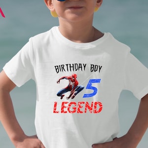 Spiderman Birthday Boy Shirt, Spiderman Boy T-shirt, Name Age Birthday TShirt, Superhero Birthday Shirt, Toddler Birthday Outfit