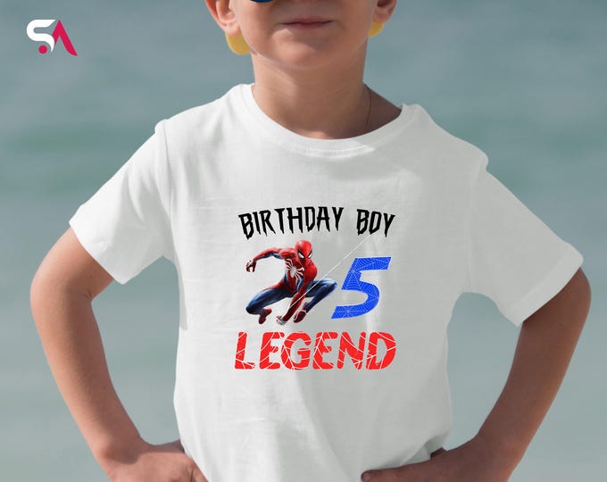 Spiderman Birthday Boy Shirt, Spiderman Boy T-shirt, Name Age Birthday TShirt, Superhero Birthday Shirt, Toddler Birthday Outfit