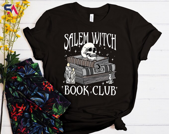 Salem Witch Book Club Shirt, Reading Sweatshirt, Halloween Party Shirt, Halloween Costume Sweatshirt, Book Lover Halloween Gift, Skull Shirt