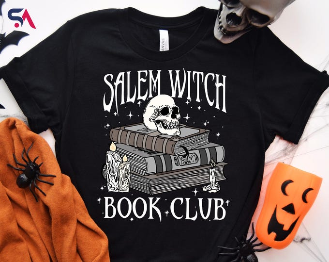 Salem Witch Book Club Shirt, Reading Sweatshirt, Halloween Party Shirt, Halloween Costume Sweatshirt, Book Lover Halloween Gift, Skull Shirt