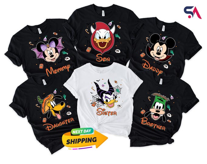 Custom Disneyland Mickey And Friends Family Halloween Shirt, Halloween Family Matching T-Shirt, Halloween Party Shirt, Mickey's Not So Scary
