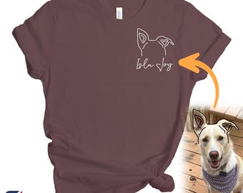 Custom Dog Ears Drawing Shirt, Custom Dog Name Shirt, Dog Photo Draw, Dog Ear Drawing Shirt, Personalized Dog Ears, Dog Breeds Drawing Shirt