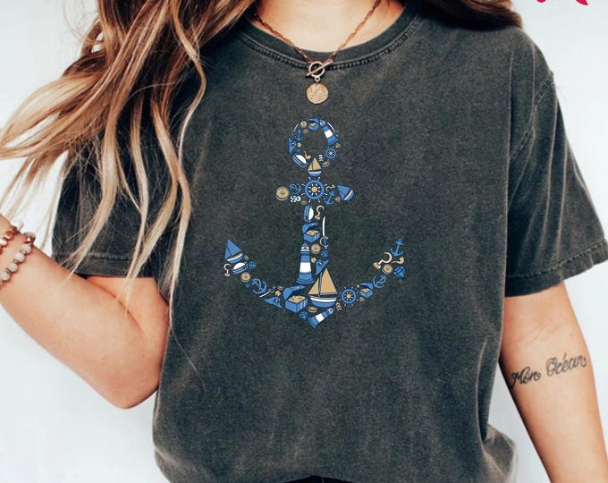 Comfort Colors© Anchor Shirt, Nautical Shirt, Beach Shirt, Summer Shirt, Captain Shirt, Anchor T-shirt, Gift For Sailor, Naval Shirt