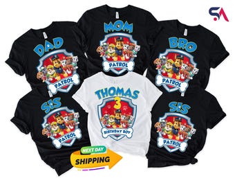 Custom Patrol Family Birthday Shirt, Patrol Birthday Boy Shirt, Personalized Birthday Shirt, Family Matching Shirt, Birthday Paw Patrol Tee