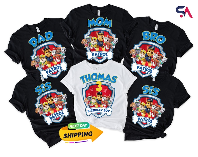 Custom Patrol Family Birthday Shirt, Patrol Birthday Boy Shirt, Personalized Birthday Shirt, Family Matching Shirt, Birthday Paw Patrol Tee