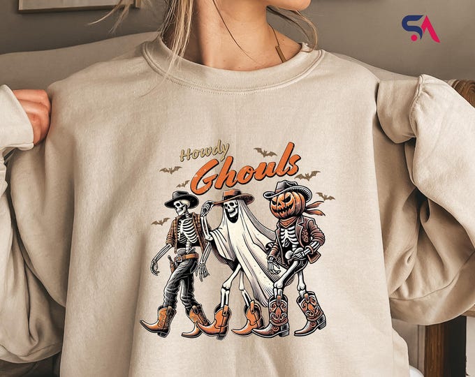 Halloween Howdy Ghouls Shirt, Cowboy Ghost Western Halloween Shirt, Western Halloween Shirt, Halloween Party Shirt,Cute Halloween Sweatshirt