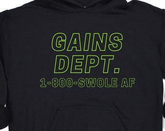 Gains Dept. 1-800-Swole AF Gym Hoodie, Pump Gym Hoodie, Gym Hoodie, Gym Motivational Hoodie, Funny Gym Hoodie, Regalo para entrenador personal