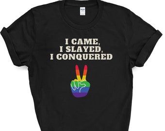 Vine, maté, conquisté camiseta, camiseta LGBT Pride, camiseta Pride Outfit, camiseta Rainbow Pride, camiseta Pride para aliados
