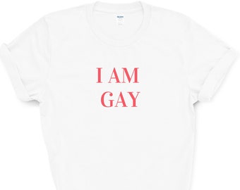 Soy camiseta gay, camiseta LGBT Pride, camiseta Queer, camiseta lesbiana, camiseta Rainbow Pride, trajes de orgullo, camiseta de salida, comunidad queer