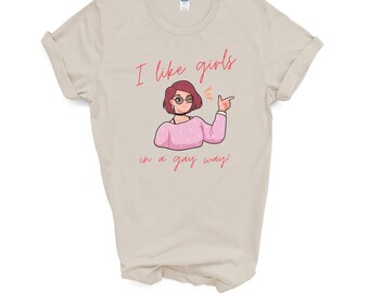 Me gustan las chicas en una camiseta de orgullo gay, regalo para lesbianas, novias, traje de orgullo, camiseta de orgullo LGBT, camiseta de orgullo lésbico, camiseta WLW