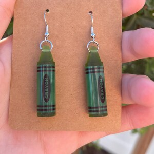 Green Crayon Earrings | Teacher Appreciation | Kids | Fun Art Jewerly