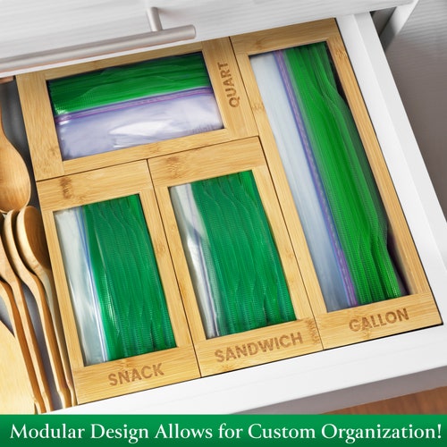 Acrylic Kitchen Drawer Zip Food Storage Bag Organizer Holder Etsy