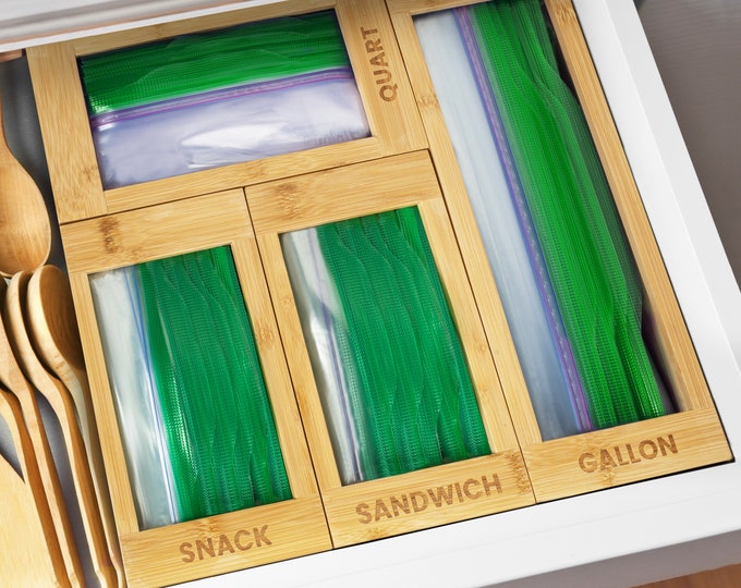 Sandwich Bag Storage Box Organizer for Plastic Bags Wooden Etsy