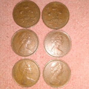 1971 Monedas de 2 peniques nuevas