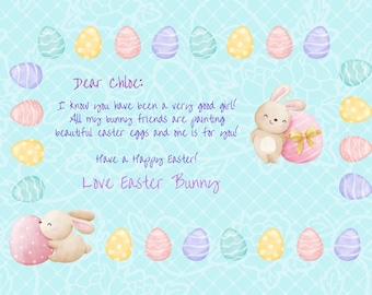 Blue Pastel Letter from Easter Bunny Template -- Customizable ! Printable !