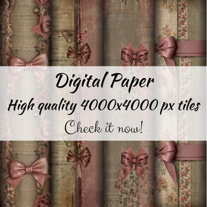 Romantisch roze naadloze bloemmotief voor digitaal papier Cadeaupapier Elegant decor Junk Journal Scrapbookingbundel Vier bestanden direct downloaden