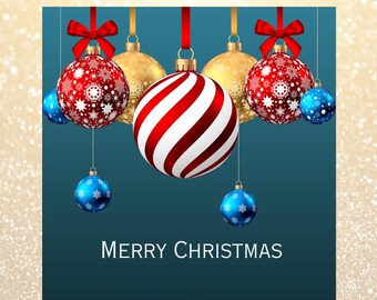 Christmas Ornaments Merry Christmas Card Square Shape template