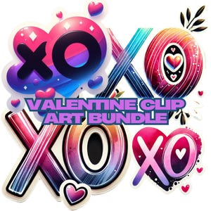 XO Hugs Kisses Clip Art Bundle: Valentine&#39;s Day Designs (5 files)