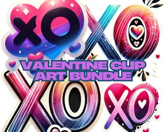 XO Hugs Kisses Clip Art Bundle: Valentine's Day Designs (5 files)