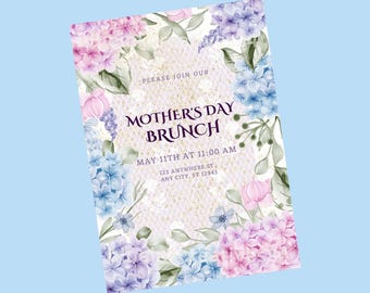 Floral Mother's Day Brunch Invitation: French Regency Template (Printable PDF)
