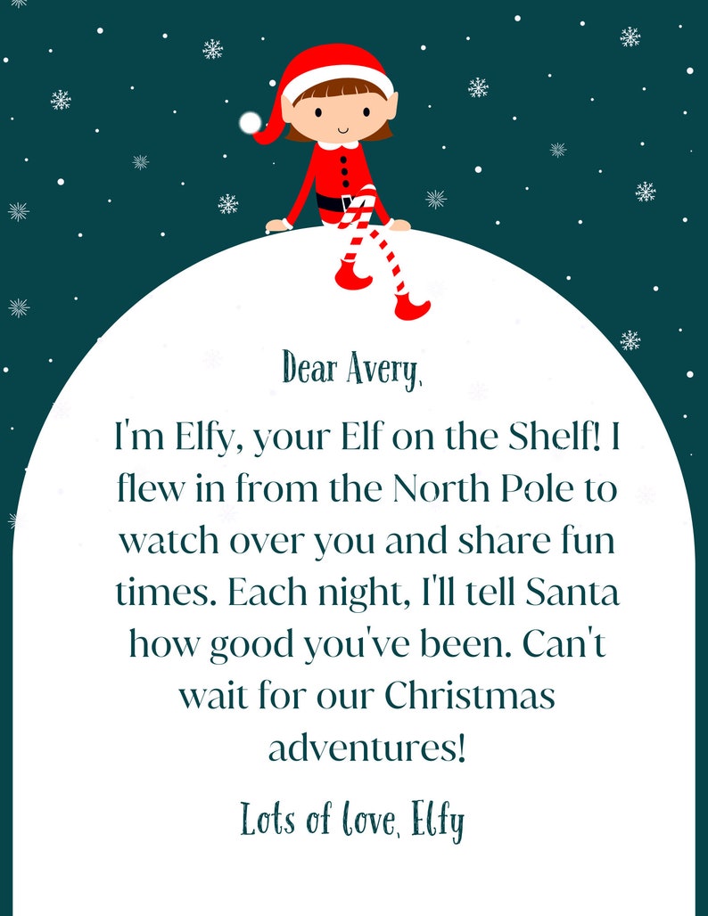 Digital or Printable Elf on the Shelf Letter From North Pole ...