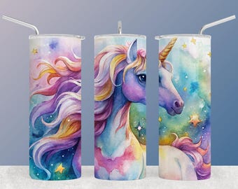 Watercolor Unicorn Tumbler Wrap Bundle (Digital Download)