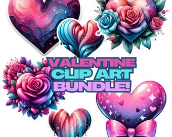 Floral Hearts Clip Art Bundle: Valentine's Day Images