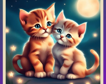 Orange Kittens Blank Greeting Card – Thinking of You (Digital)