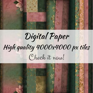 Pacote de padrões florais coloridos e inspirados em Wicked Smart Girl, quatro arquivos para designs de embrulho de presente de sublimação de papel digital sem emendas, DL instantâneo PNG