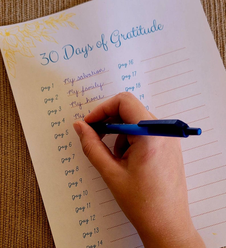 30 Days of Gratitude Printable - Etsy