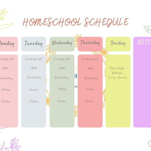 Homeschool Subject Checklist Loop Schedule Printable - Etsy