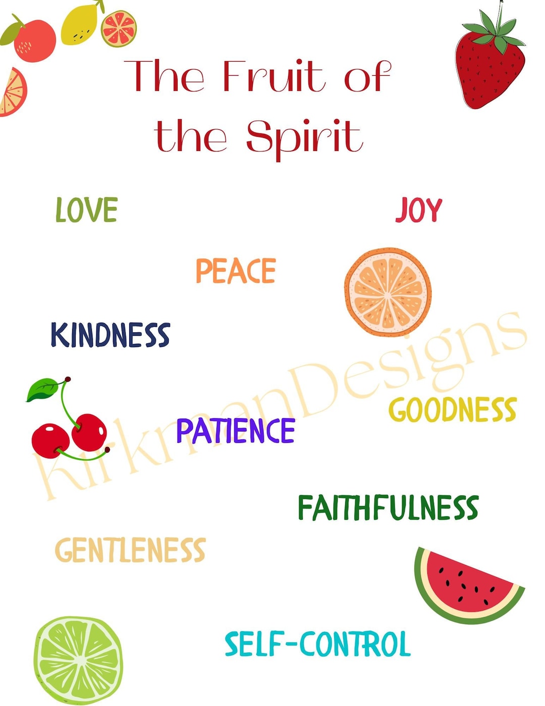 Fruit of the Spirit Printable Homeschool Classroom Bible Scripture Art ...