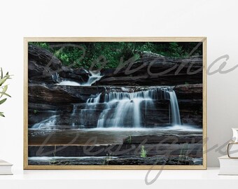 Bonanza Falls Waterfall Michigan naturaleza fotografía imprimible pared arte impresión descarga instantánea Porcupine Mountains Wilderness State Park