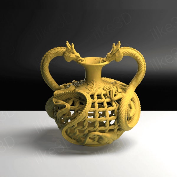 Dragon Vase Decoration Flower Pot from China and Asia Original China Vase 3D STL