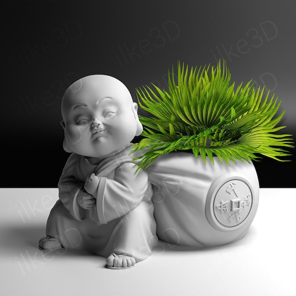 Buddha Blumentopf Flower Pot Planter Holding Bag 3D STL