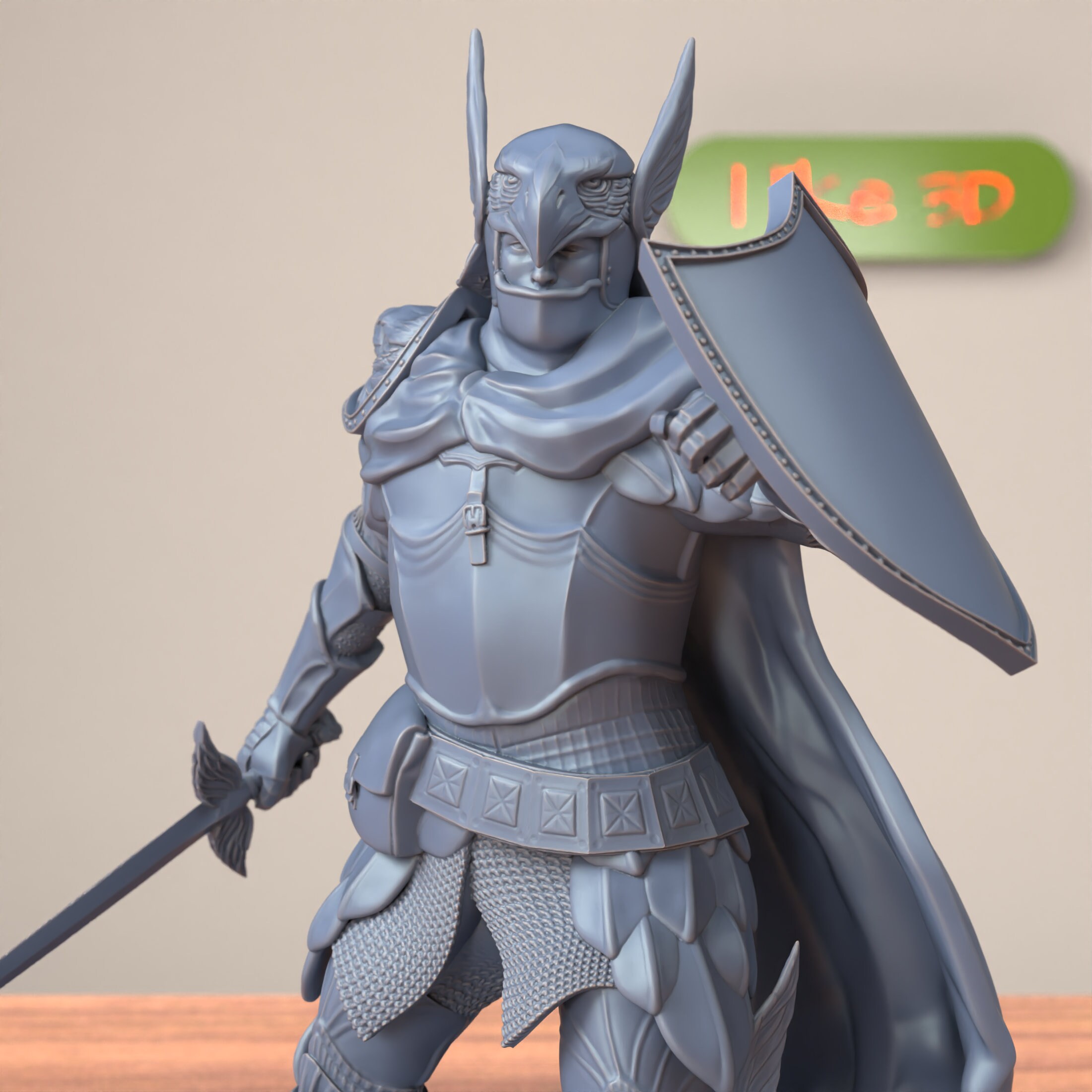 Elite Mercenary Killer Knight Figurine, 3D print miniature, DnD, D&D, Armoured Warrior, Helmet with Wings