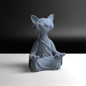 Cat statue Buddha, Statue Enyoing Zen Moment, 3D model of Buddha, Cute Cat 3D STL model, 3D printing, Mother&#39;s Day gift