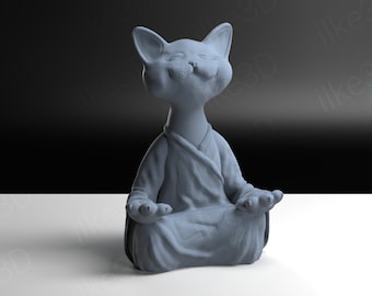 Kattenstandbeeld Boeddha, standbeeld Enyoing Zen Moment, 3D-model van Boeddha, Cute Cat 3D STL-model, 3D-printen, Moederdagcadeau