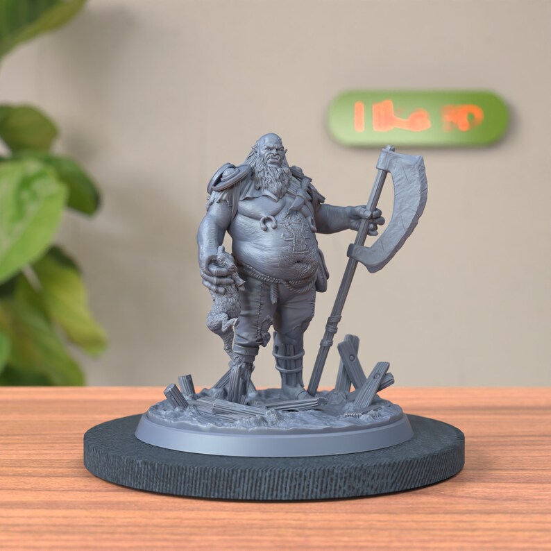 Slightly rotated angle of Half Ogre Bandit Miniature, capturing unique perspective