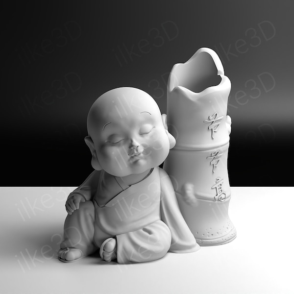 Buddha Flower Pot Planter Leaning Against the Tower 3D STL
