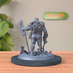 Back view of Half Ogre Bandit Miniature, revealing armor and accessories