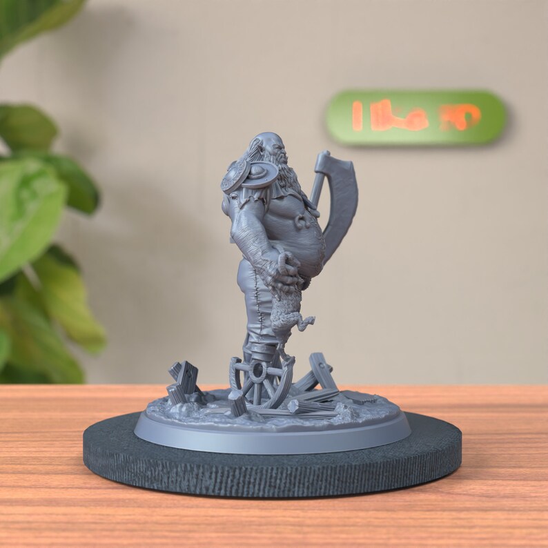 Side view of Half Ogre Bandit Miniature, displaying menacing profile
