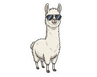 Pegatina de gafas de sol de llama / Calcomanía de vinilo brillante, arte caprichoso de alpaca