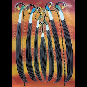 African Art Original Tinga Tinga Style Oil Painting 80 x 58 cm