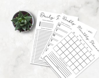 Daily Planner, Weekly Planner, Monthly Planner, Printable planner, Planner set, Planner Inserts, Instant Download
